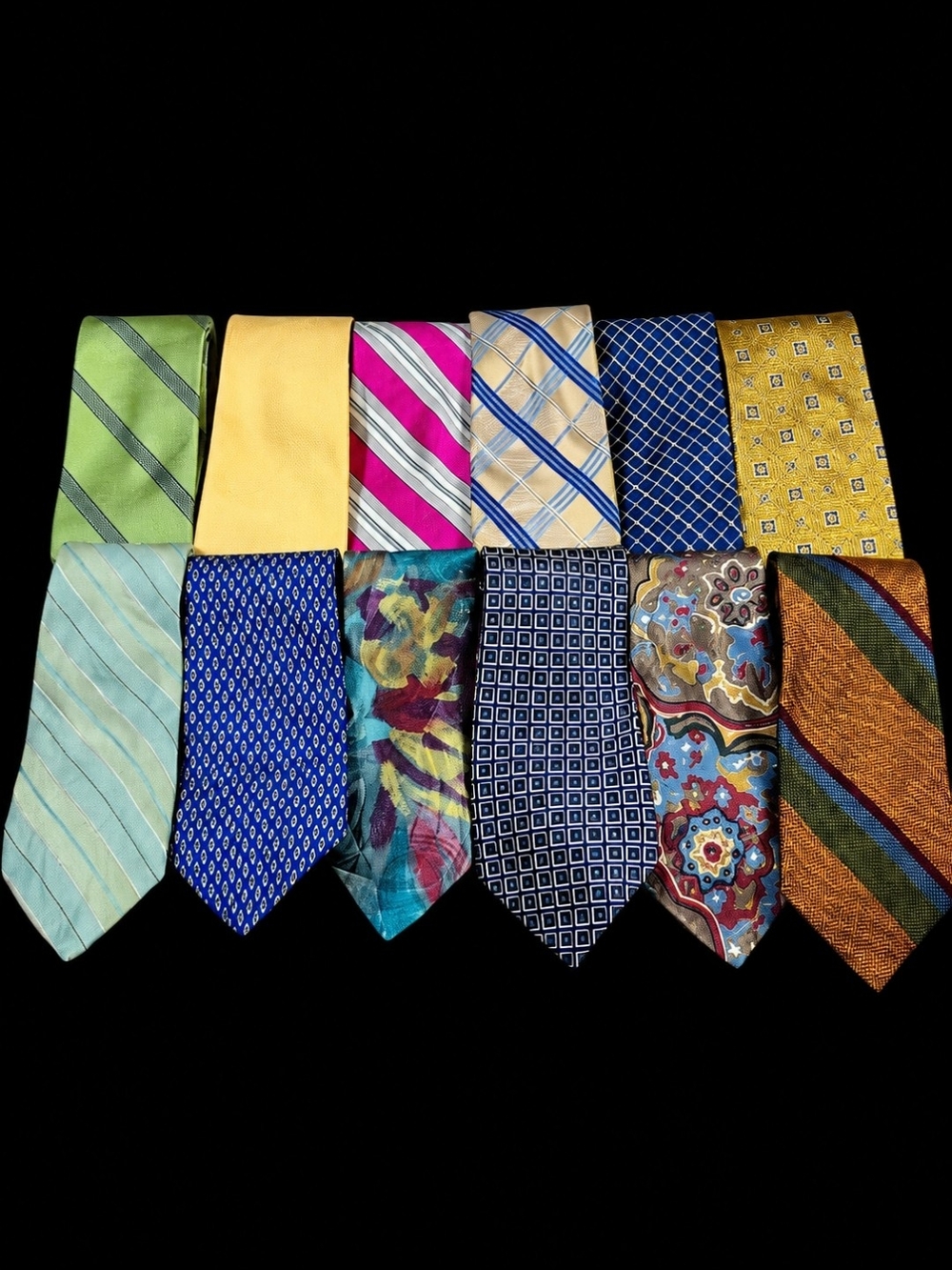 15 Pc Men's Tie Bundle Silk & Polyester Vintage Y2K Wearable Assorted Brands